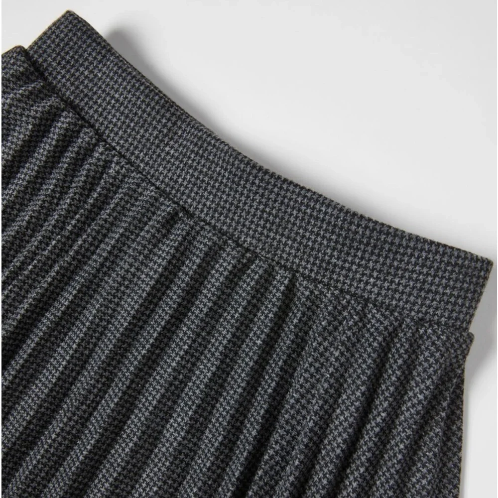 Zara Houndstooth Box Pleated Skirt